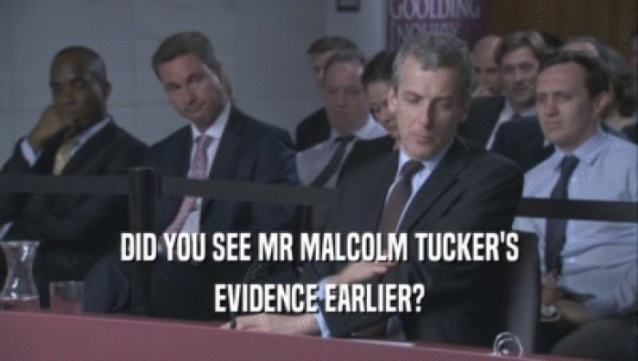 DID YOU SEE MR MALCOLM TUCKER'S EVIDENCE EARLIER? 