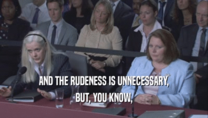 AND THE RUDENESS IS UNNECESSARY, BUT, YOU KNOW, 