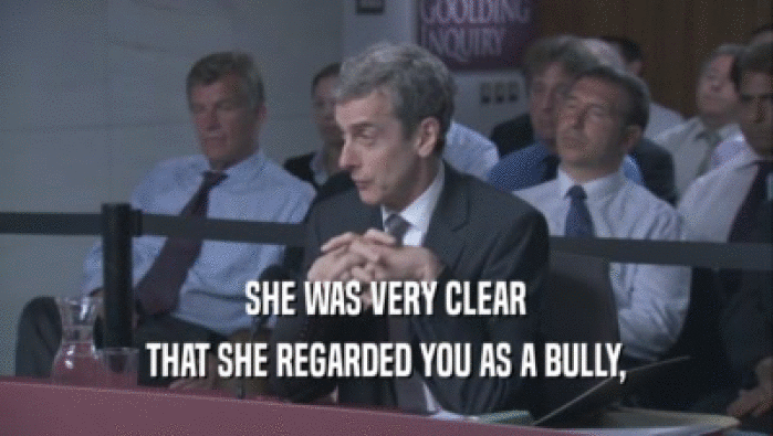 SHE WAS VERY CLEAR THAT SHE REGARDED YOU AS A BULLY, 