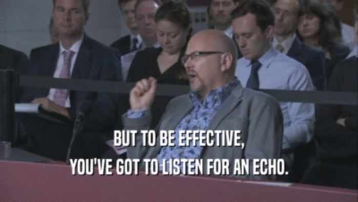 BUT TO BE EFFECTIVE, YOU'VE GOT TO LISTEN FOR AN ECHO. 