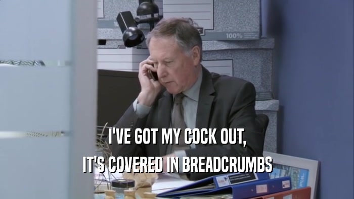 I'VE GOT MY COCK OUT, IT'S COVERED IN BREADCRUMBS 