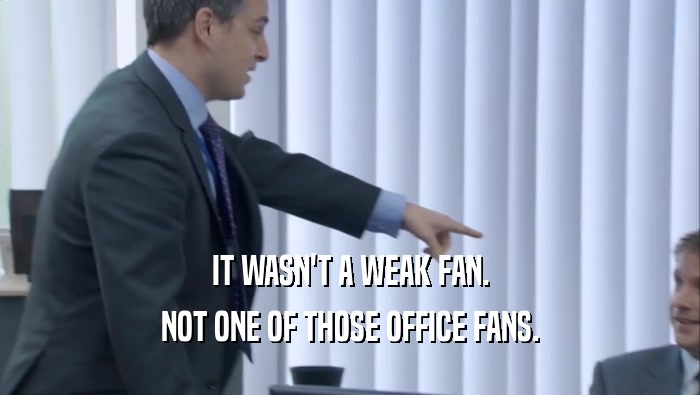 IT WASN'T A WEAK FAN. NOT ONE OF THOSE OFFICE FANS. 