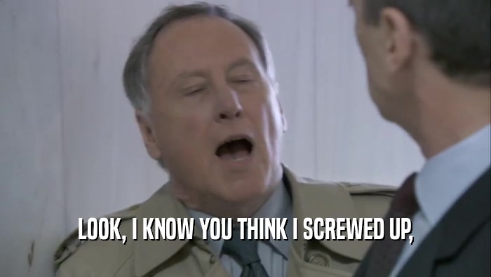 LOOK, I KNOW YOU THINK I SCREWED UP,  
