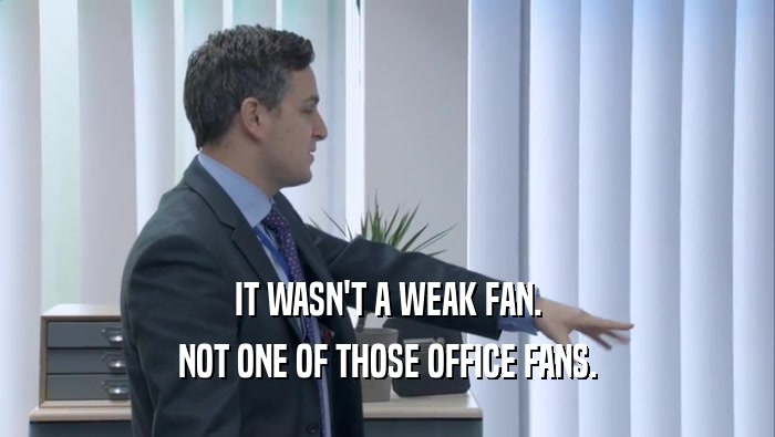 IT WASN'T A WEAK FAN. NOT ONE OF THOSE OFFICE FANS. 