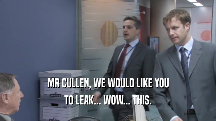 MR CULLEN, WE WOULD LIKE YOU TO LEAK... WOW... THIS. 