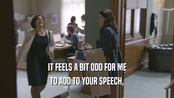 IT FEELS A BIT ODD FOR ME TO ADD TO YOUR SPEECH, 