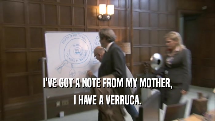 I'VE GOT A NOTE FROM MY MOTHER, I HAVE A VERRUCA. 