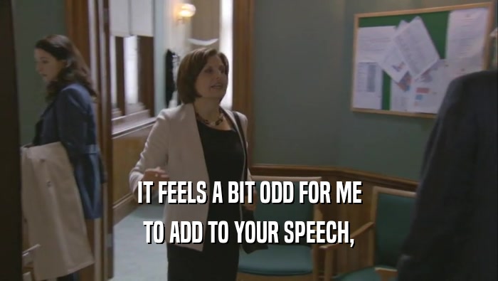 IT FEELS A BIT ODD FOR ME TO ADD TO YOUR SPEECH, 