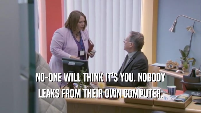 NO-ONE WILL THINK IT'S YOU. NOBODY LEAKS FROM THEIR OWN COMPUTER. 