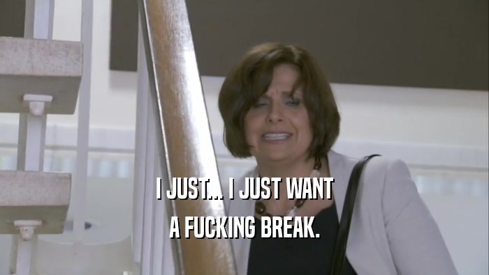 I JUST... I JUST WANT A FUCKING BREAK. 