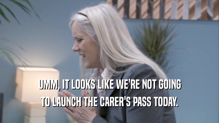 UMM, IT LOOKS LIKE WE'RE NOT GOING TO LAUNCH THE CARER'S PASS TODAY. 