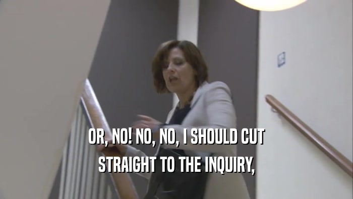 OR, NO! NO, NO, I SHOULD CUT STRAIGHT TO THE INQUIRY, 