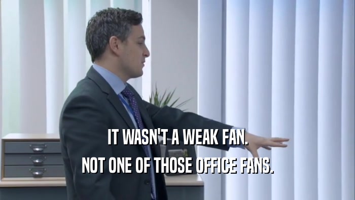 IT WASN'T A WEAK FAN. NOT ONE OF THOSE OFFICE FANS. 