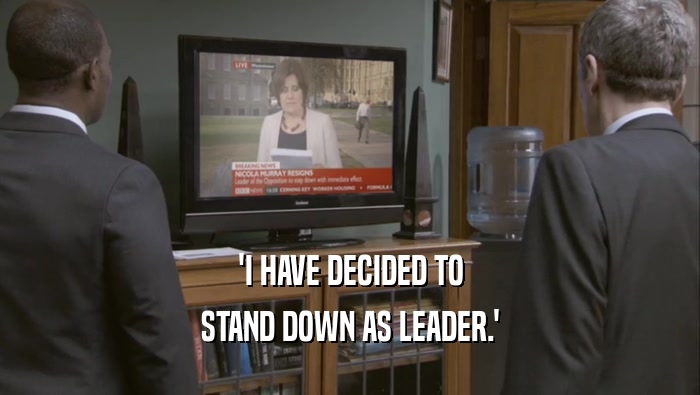 'I HAVE DECIDED TO STAND DOWN AS LEADER.' 