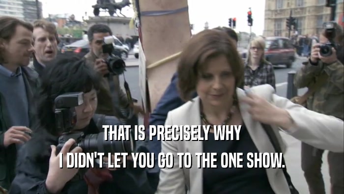 THAT IS PRECISELY WHY I DIDN'T LET YOU GO TO THE ONE SHOW. 
