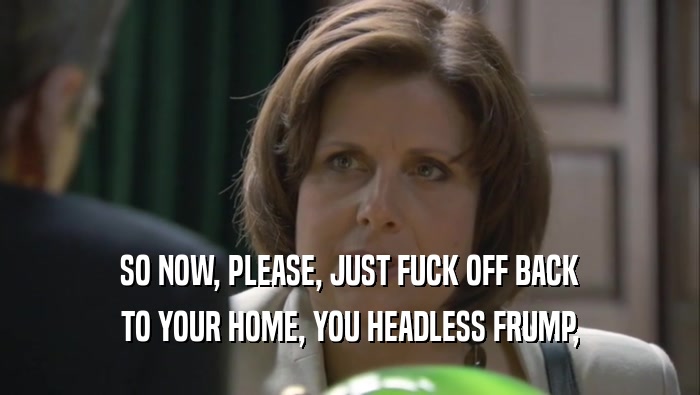 SO NOW, PLEASE, JUST FUCK OFF BACK TO YOUR HOME, YOU HEADLESS FRUMP, 