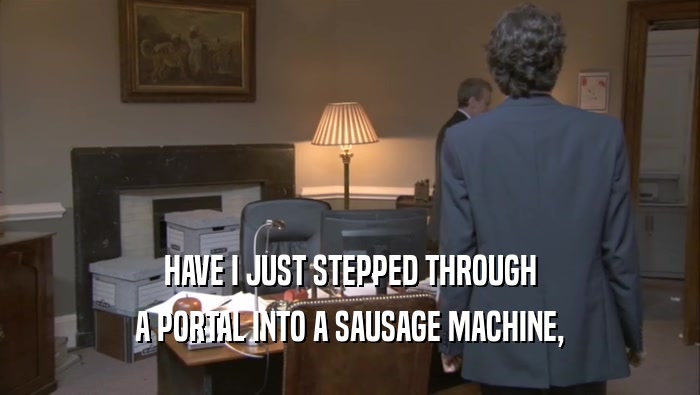 HAVE I JUST STEPPED THROUGH A PORTAL INTO A SAUSAGE MACHINE, 