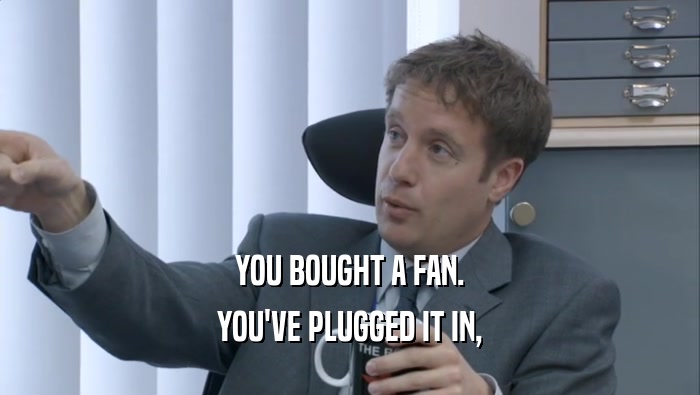 YOU BOUGHT A FAN. YOU'VE PLUGGED IT IN, 