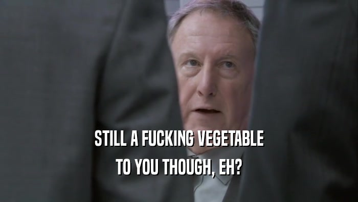 STILL A FUCKING VEGETABLE
 TO YOU THOUGH, EH?
 