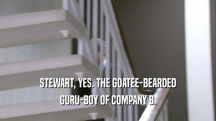 STEWART, YES. THE GOATEE-BEARDED GURU-BOY OF COMPANY B. 