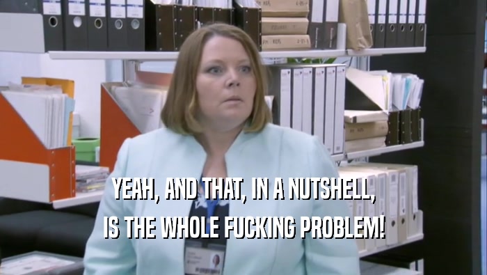 YEAH, AND THAT, IN A NUTSHELL, IS THE WHOLE FUCKING PROBLEM! 