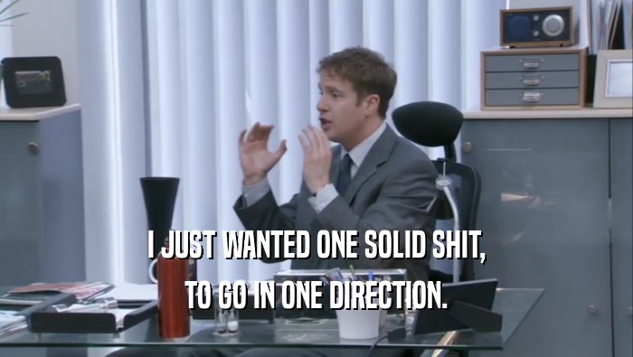 I JUST WANTED ONE SOLID SHIT, TO GO IN ONE DIRECTION. 