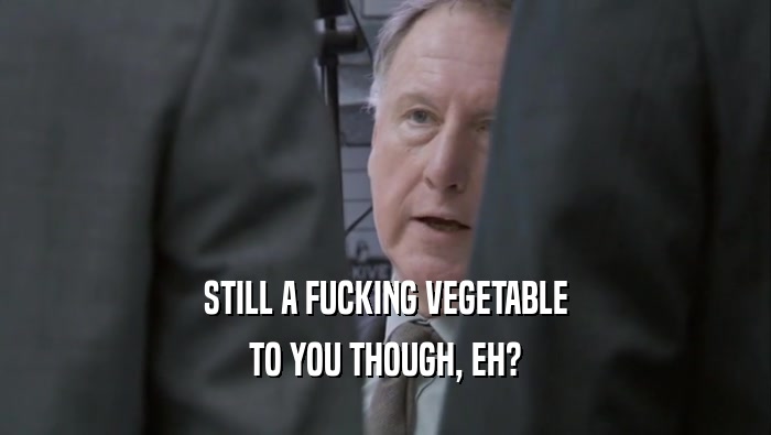 STILL A FUCKING VEGETABLE TO YOU THOUGH, EH? 