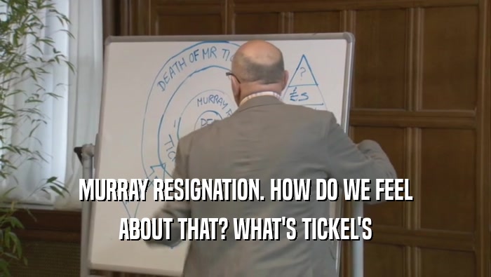 MURRAY RESIGNATION. HOW DO WE FEEL ABOUT THAT? WHAT'S TICKEL'S ABOUT THAT? WHAT'S TICKEL'S