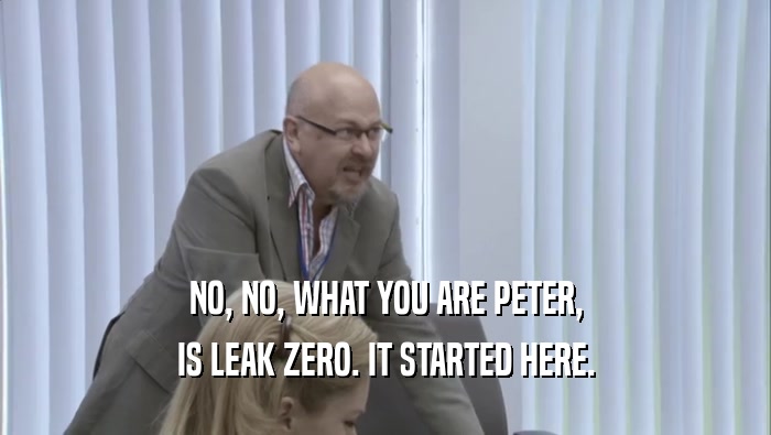 NO, NO, WHAT YOU ARE PETER, IS LEAK ZERO. IT STARTED HERE. 
