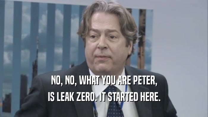 NO, NO, WHAT YOU ARE PETER, IS LEAK ZERO. IT STARTED HERE. 