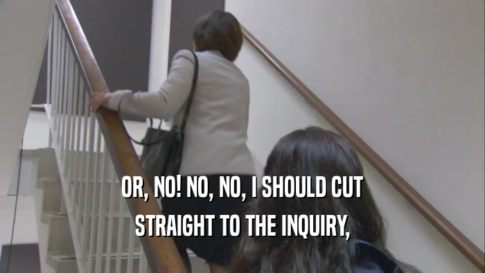 OR, NO! NO, NO, I SHOULD CUT STRAIGHT TO THE INQUIRY, 
