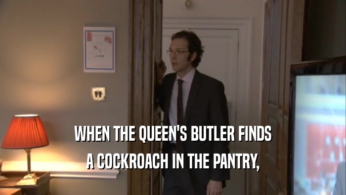 WHEN THE QUEEN'S BUTLER FINDS
 A COCKROACH IN THE PANTRY,
 