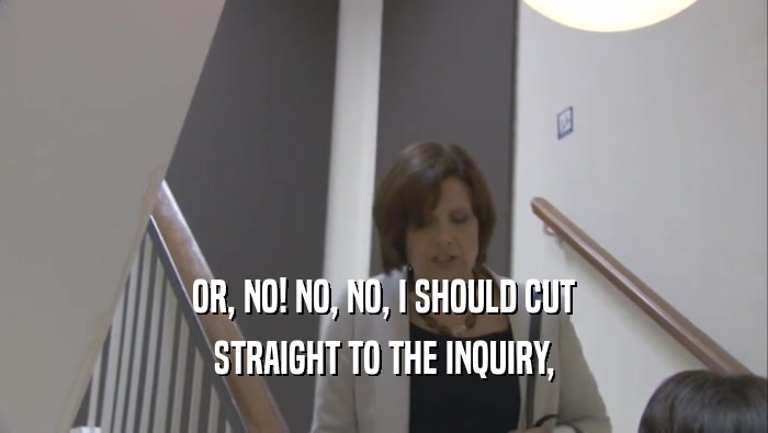 OR, NO! NO, NO, I SHOULD CUT STRAIGHT TO THE INQUIRY, 