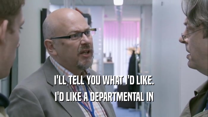 I'LL TELL YOU WHAT I'D LIKE. I'D LIKE A DEPARTMENTAL IN I'D LIKE A DEPARTMENTAL IN