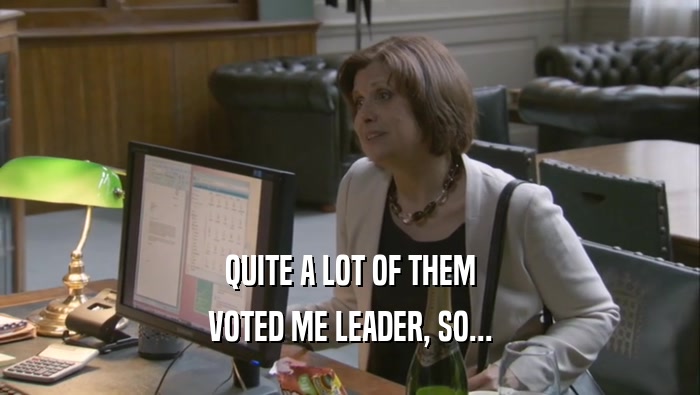 QUITE A LOT OF THEM
 VOTED ME LEADER, SO...
 