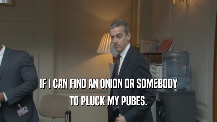 IF I CAN FIND AN ONION OR SOMEBODY TO PLUCK MY PUBES. 