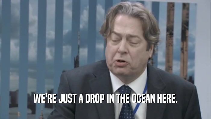 WE'RE JUST A DROP IN THE OCEAN HERE.  