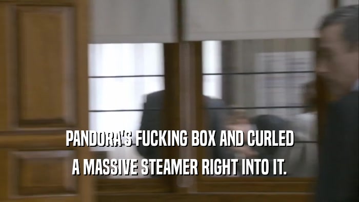 PANDORA'S FUCKING BOX AND CURLED A MASSIVE STEAMER RIGHT INTO IT. 