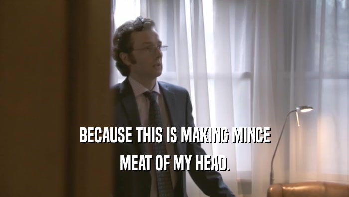 BECAUSE THIS IS MAKING MINCE MEAT OF MY HEAD. 