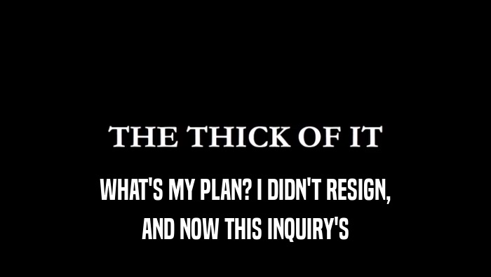 WHAT'S MY PLAN? I DIDN'T RESIGN, AND NOW THIS INQUIRY'S 