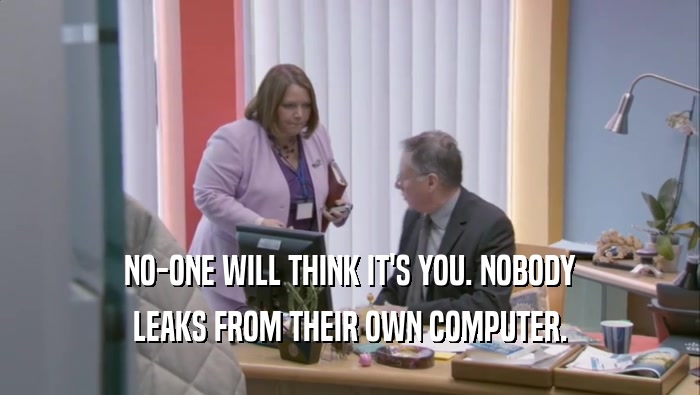 NO-ONE WILL THINK IT'S YOU. NOBODY LEAKS FROM THEIR OWN COMPUTER. 