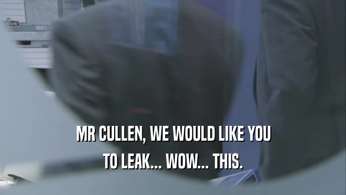 MR CULLEN, WE WOULD LIKE YOU TO LEAK... WOW... THIS. 