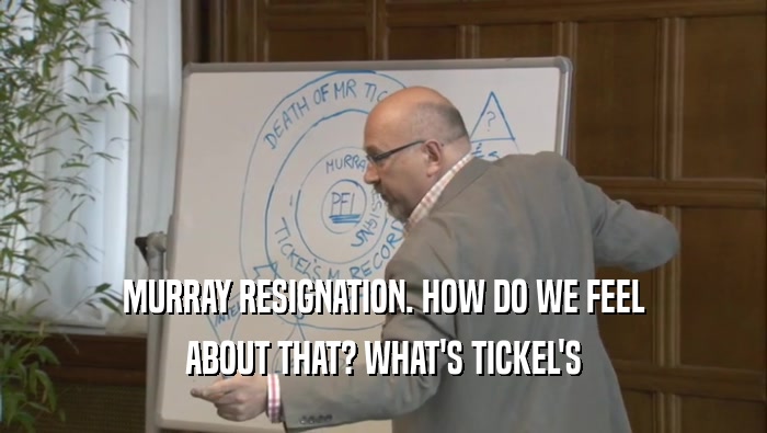 MURRAY RESIGNATION. HOW DO WE FEEL ABOUT THAT? WHAT'S TICKEL'S ABOUT THAT? WHAT'S TICKEL'S