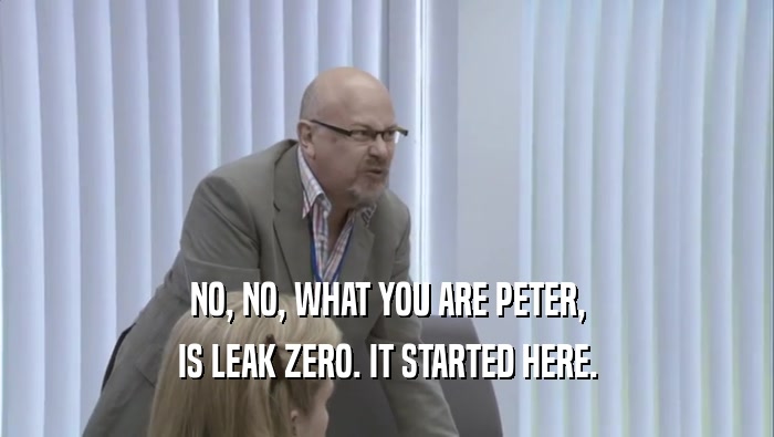 NO, NO, WHAT YOU ARE PETER, IS LEAK ZERO. IT STARTED HERE. 