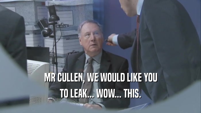 MR CULLEN, WE WOULD LIKE YOU TO LEAK... WOW... THIS. 