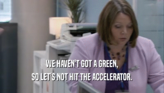 WE HAVEN'T GOT A GREEN, SO LET'S NOT HIT THE ACCELERATOR. 