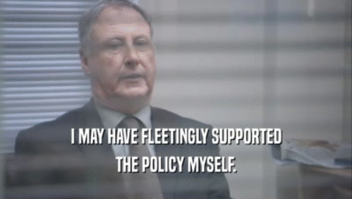 I MAY HAVE FLEETINGLY SUPPORTED THE POLICY MYSELF. 