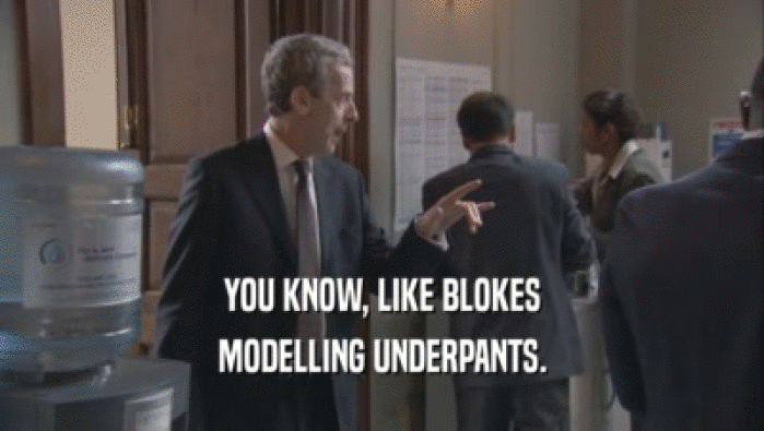 YOU KNOW, LIKE BLOKES
 MODELLING UNDERPANTS.
 