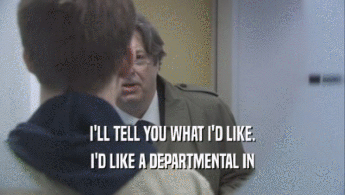 I'LL TELL YOU WHAT I'D LIKE. I'D LIKE A DEPARTMENTAL IN I'D LIKE A DEPARTMENTAL IN