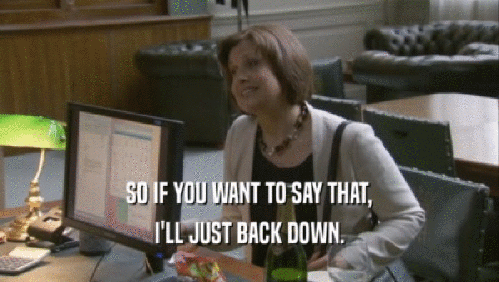 SO IF YOU WANT TO SAY THAT, I'LL JUST BACK DOWN. 